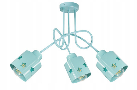 Lampa sufitowa do pokoju dziecka 3-punktowa miętowa Star 3xE27 Led