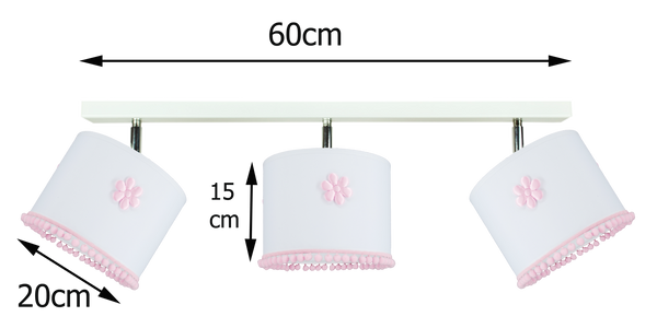 Lampa sufitowa do pokoju dziewczynki różowa Pompony Listwa 3xE27 Led  
