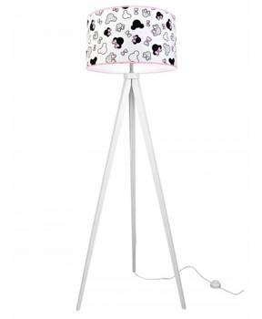 Lampa podłogowa do pokoju dziewczynki drewniana trójnóg Myszki Miki