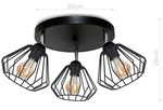 Lampa sufitowa do pokoju młodzieżowego czarna Druciak Loft 3xE27 