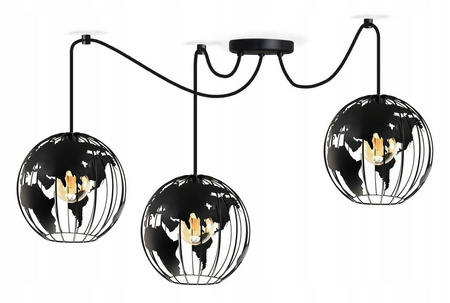 Lampa sufitowa dla chłopca i dziewczynki czarna Pająk Globus 3xE27 Led