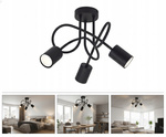 Lampa sufitowa do pokoju młodzieżowego czarna Zakręcony Cylinderek 3xGU10 