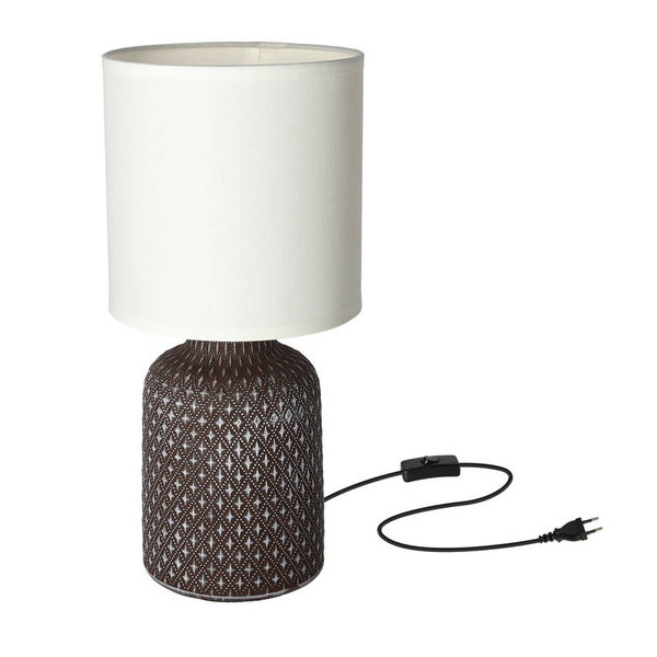 Lampa gabinetowa/stołowa/nocna INER 41-79862 ceramiczna brązowa/abażur biały 1x40W E14