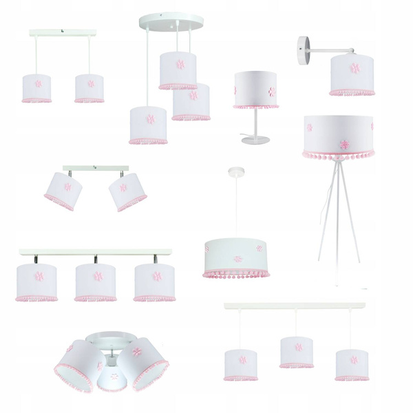 Lampa do pokoju dziewczynki biało-różowa Pompony 2