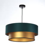 Lampa wisząca w kolorze butelkowej zieleni i złota podwójna 50 cm 