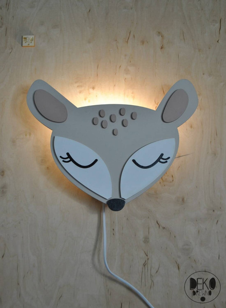  Lampka nocna dla dzieci LED drewniana Sarenka z pilotem 