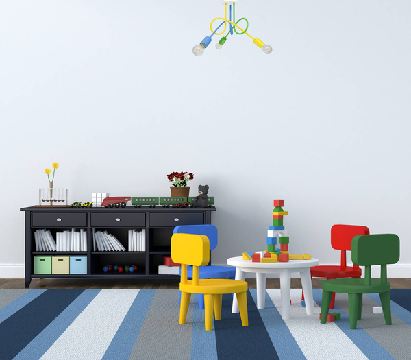 Lampa sufitowa do pokoju chłopca i dziewczynki kolorowa w stylu loft Mondo 3xE27