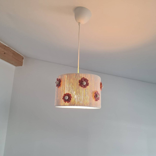 Lampa wisząca do pokoju dziewczynki w stylu Boho Różowe Kwiatki 35cm