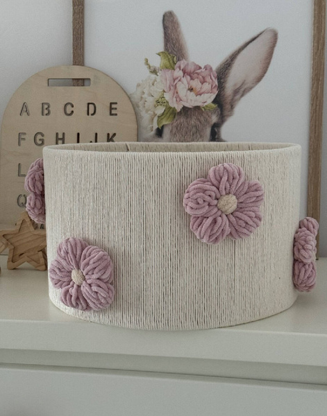 Lampa wisząca do pokoju dziewczynki w stylu Boho Kwiatki Brudny Róż 35 cm