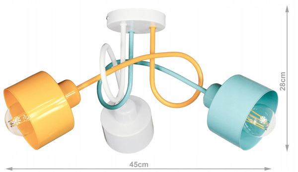 Lampa sufitowa do pokoju dziewczynki pastelowa Zakręcony Kubeczek 3xE27 Led 