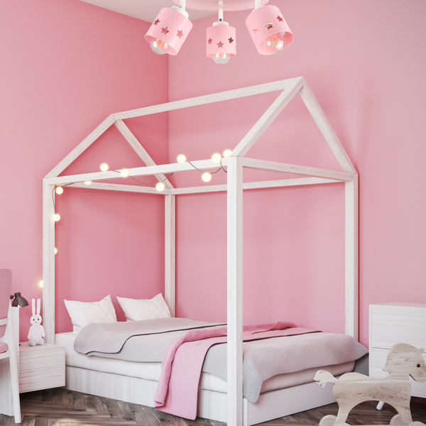 Lampa sufitowa do pokoju dziewczynki różowa w gwiazdki 3xE27