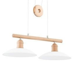 Lampa wisząca listwa drewniana KONAR drewno/biały szer. 65cm