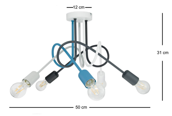 Lampa sufitowa do pokoju dziecka kolorowa w stylu loft Mondo 1001/5MX5
