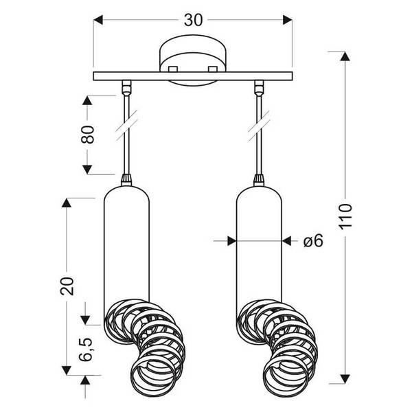 Lampa wisząca podwójna czarna 2x50W GU10 Tuba Candellux 32-78650