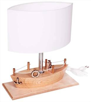 Lampa stołowa do pokoju dziecięcego Statek naturalny