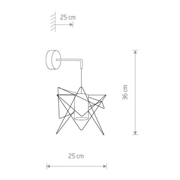 Lampa ścienna druciana kinkiet nowoczesna GSTAR śr. 25cm | czarny