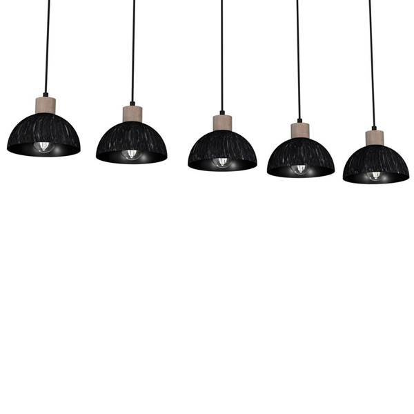 Lampa wisząca ERIK, MLP7641, przecierany czarny/drewno patynowane, 5x60W E27