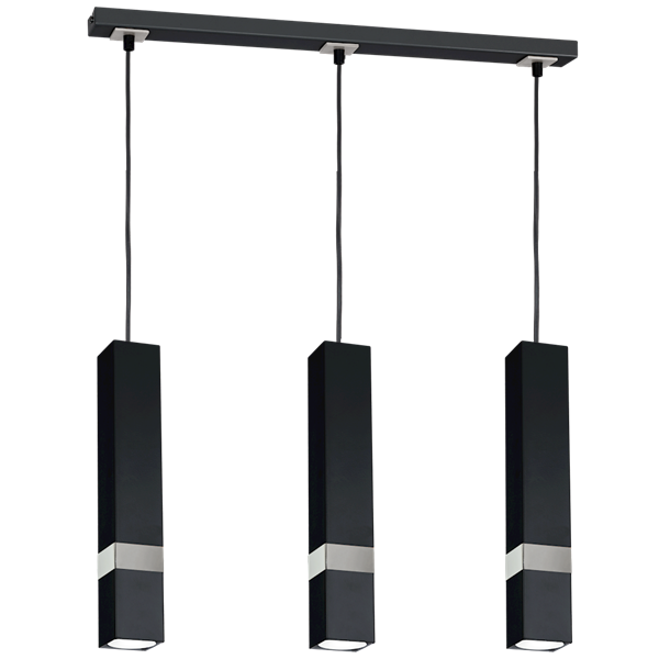 Nowoczesna lampa wisząca listwa VIDAR BLACK/CHROME 3xGU10 MLP6288