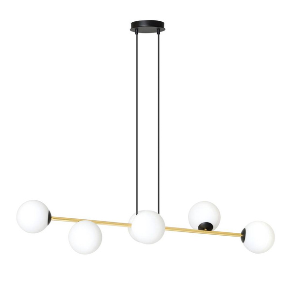 Nowoczesna lampa wisząca nad wyspę biało- złota GRAVITY 6 BL OPAL
