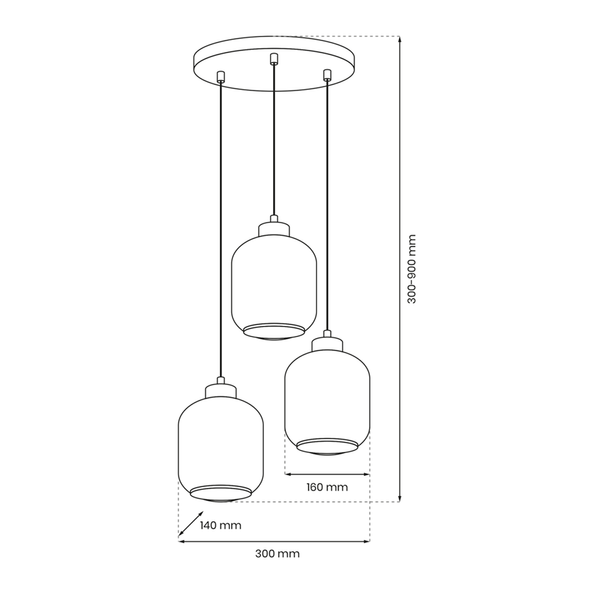 Lampa wisząca SOMBRA AMBER, MLP8372, czarny/bursztynowy, 3x60W E27