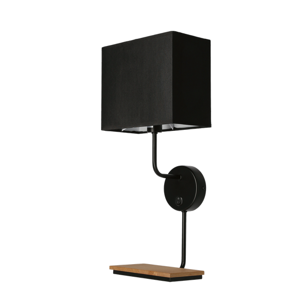 KETO KINKIET CZARNY 1X40W E14 ABAŻUR Z WŁĄCZNIKIEM