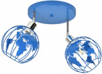Lampa sufitowa do pokoju chłopca niebieska Zakręcony Globus 2xE27 Led