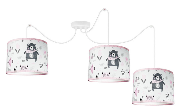 Lampa z motywem misia dla dziewczynki Teddy Pink 3 Koło