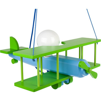 Lampa samolot drewniany duży do pokoju dziecięcego niebiesko- zielony