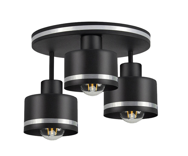 Lampa sufitowa czarna/chrom talerz 3xE27 Wama 33-00446