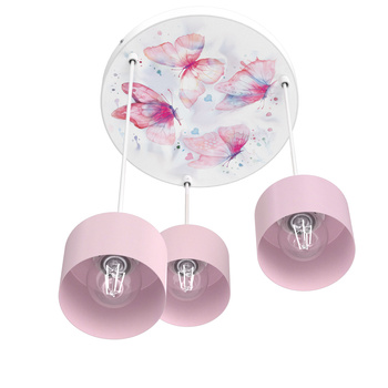 Lampa sufitowa do pokoju dziewczynki Motylki Kubeczek 3xE27