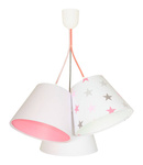 Lampa sufitowa do pokoju dziewczynki biało różowa w gwiazdki kolorowa 3xE27
