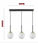 Lampa wisząca czarno-złota mleczne kule 3 źródła światła