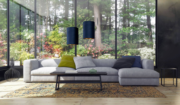 Lampa wisząca aksamit BARELL L wys. 184cm | granatowy