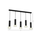 Lampa wisząca DANTE, MLP7250, czarny/złoty, 5x8W LED GU10
