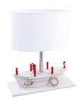 Lampa stołowa dla dzieci Statek drewniany biały