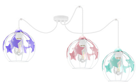 Lampa sufitowa do pokoju dziecięcego kolorowa pająk Gwiazdki Kule 3xE27 Led