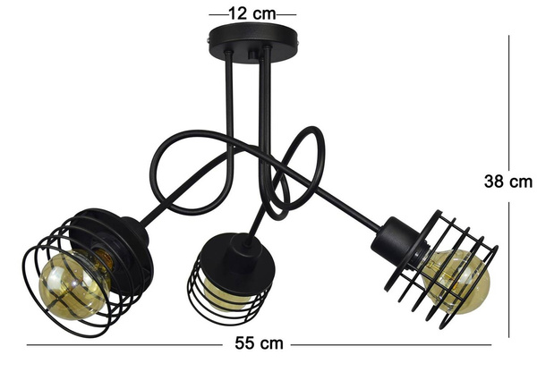 Lampa do pokoju dziecięcego czarna Koszyk 3 loft