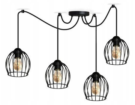 Czarna lampa wisząca typu pająk druciak owal Wire 4