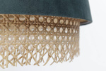 Lampa w stylu Boho podwójny abażur welur i naturalny rattan morski 