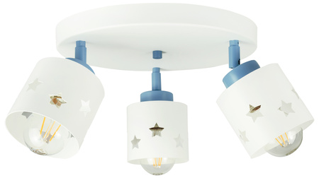Lampa sufitowa do pokoju chłopca i dziewczynki biało - niebieska w gwiazdki 3xE27 led