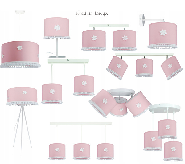 Lampka nocna do pokoju dziewczynki różowa Pompony 1