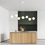 Nowoczesna lampa wisząca nad wyspę biało- złota GRAVITY 8  WH GOLD