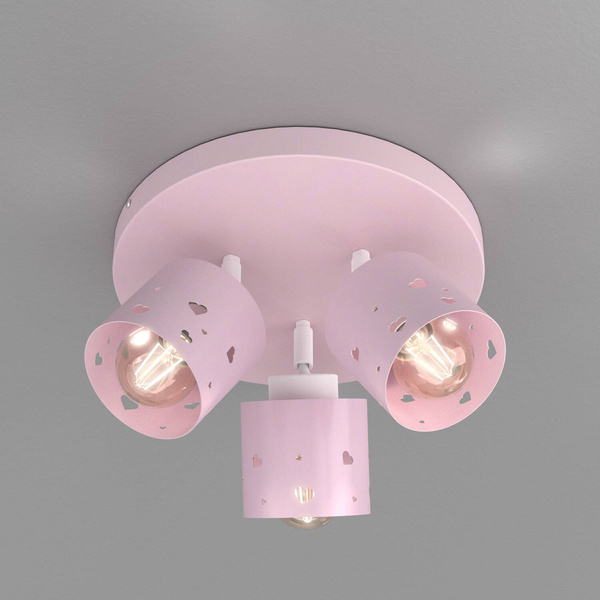 Lampa sufitowa do pokoju dziewczynki różowa w serca 3xE27