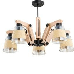 Nowoczesna Lampa sufitowa GRACE V drewno śr. 62cm