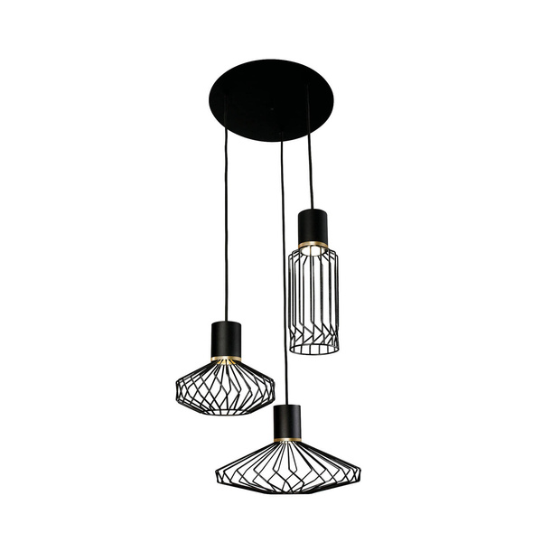 Lampa wisząca druciana nad stół PICO III czarny/złoty śr. 43cm