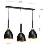 Nowoczesna lampa wisząca listwa CLARK BLACK/GOLD 3xE27 MLP6222