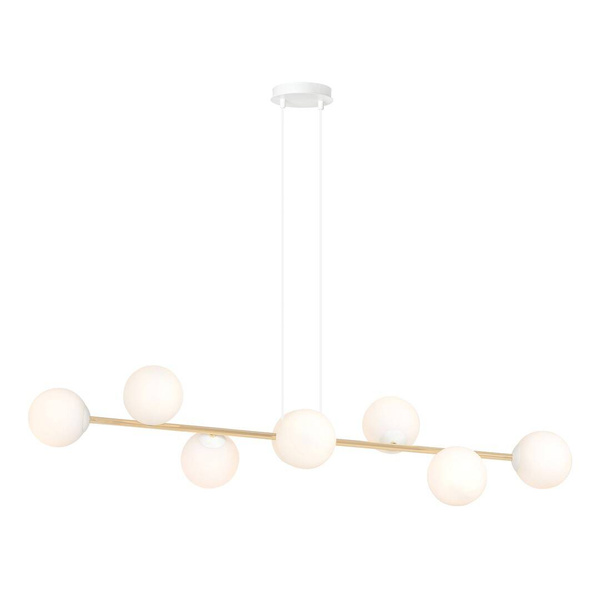Nowoczesna lampa wisząca nad wyspę biało- złota GRAVITY 8  WH GOLD