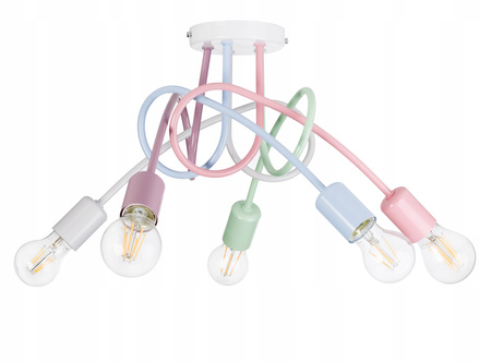 Lampa sufitowa do pokoju dziecka pastelowa Magiczny Zawijas 5xE27 Led