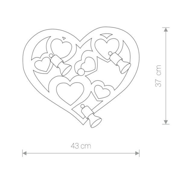 Kinkiet dziecięcy/młodzieżowy serce HEART szary/różowy