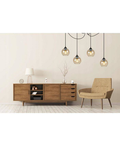 Nowoczesna lampa typu pająk szklane klosze Loft 4xE27 Led 